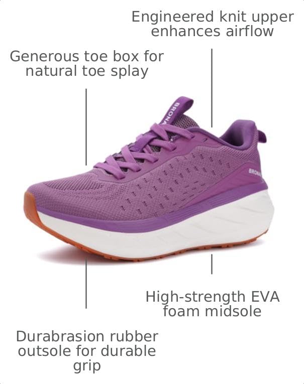 Image of BRONAX Womens High-Impact Cushion Thick Sole Wide Toe Box Shoes S600
