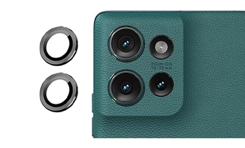 Image of imluckies Camera Ring Lens Protector (Aluminum with Tempered Glass) Compatible for Moto Edge 50 - Black (Pack of 2 rings)