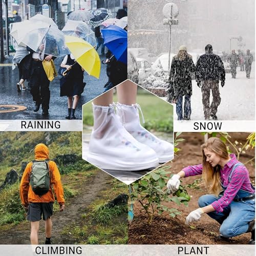 Image of Lify Waterproof Shoe Covers for Rain & Snow - Transparent Reusable Overshoes with Non-Slip PVC Rubber Sole for Men & Women - Protective Boot Covers for Cycling, Camping, Fishing, Travel, Gardening- 1 Pair
