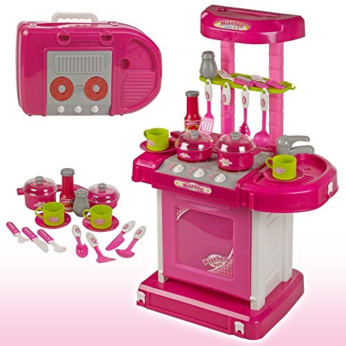 Image of Popsugar Camp N Play Tent for Kids | Indoor or Outdoor, Foldable Tent, Portable, Multicolor & Popsugar Kitchen Set with Light and Sound (Pink,TH008-58) Combo