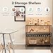 Giantex Industrial 4-Tier Wine Table, 13-Bottle Wooden Bar Cabinet With 20 Glasses Holder, Storage Rack With Metal Frame, Freestanding Floor, Rustic Brown
