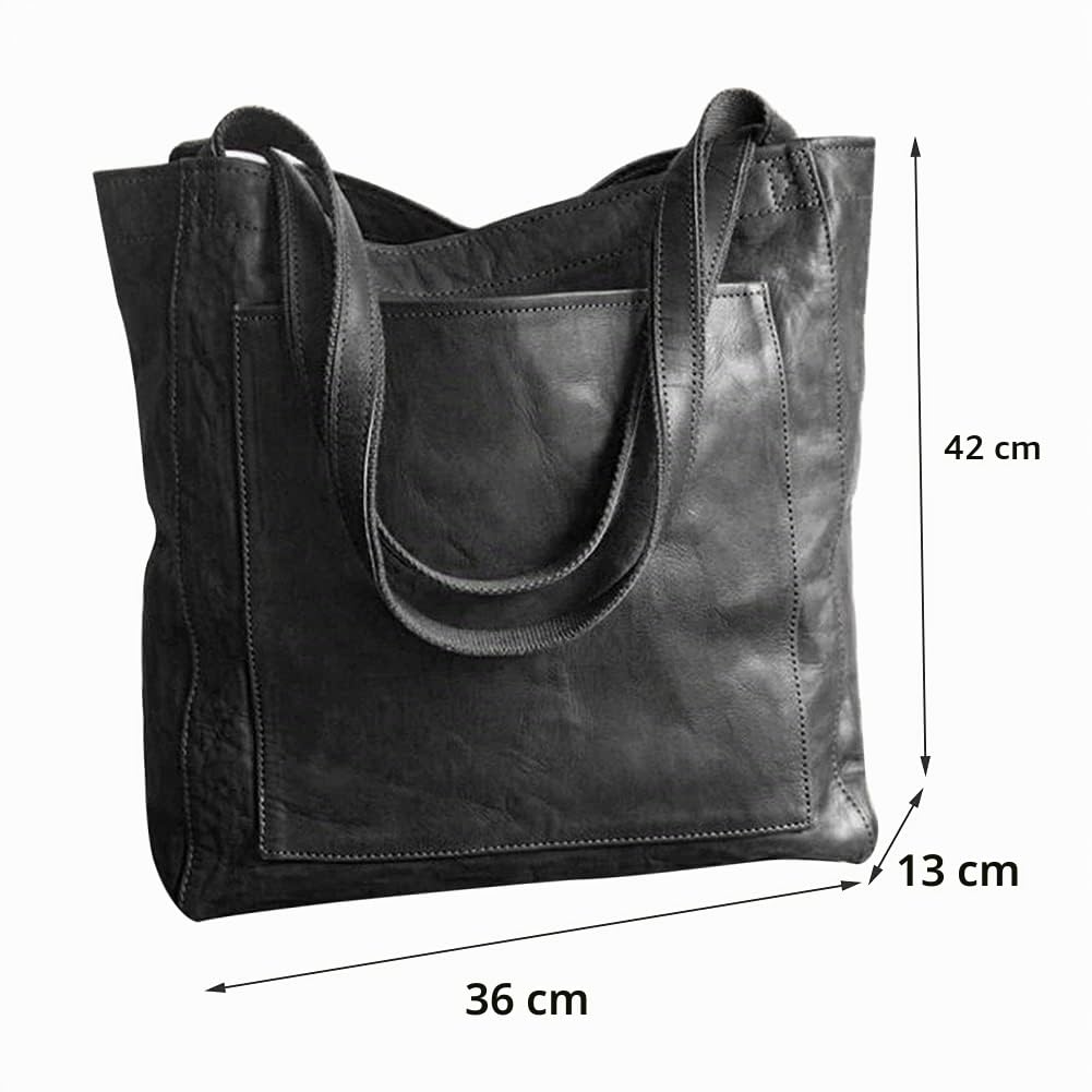 Borsa a Tracolla da Donna Grande in Morbida Pelle PU - Casual per Lavoro, Viaggi e Shopping (Nero)