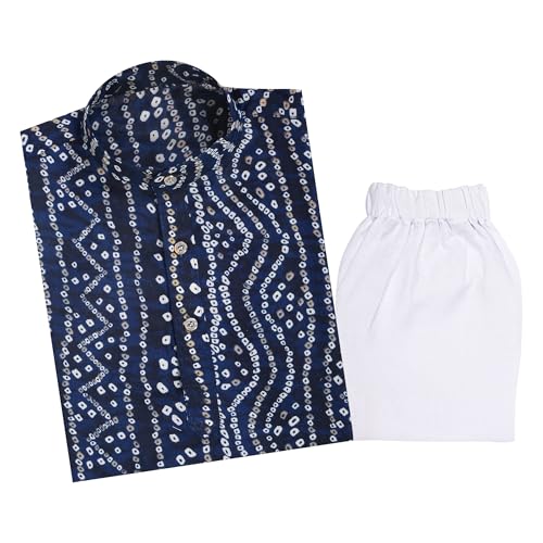 Image of TinySteps Traditional Bandhani Print Kids Festive Ethnic Wear Boys Cotton Kurta Pajama Set