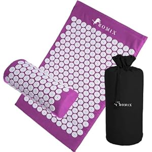 ROMIX Acupressure Mat and Pillow Set, Acupuncture Mat for Back, Neck, Feet Pain Relief Muscle Relaxation Stress Reduction Wellness Therapy, Spike Massage Mattress with Carry Bag for Men Women