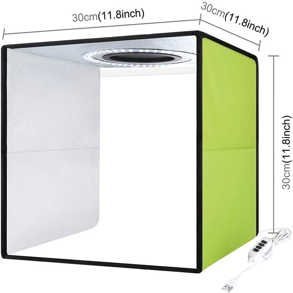 FLAA Photo Studio Light Box 12" Fotografia Shooting Tent Kit Portatile Pieghevole Illuminazione Softbox con Regolabile Luminosità Anello LED 6 Colori Fondali per Gioielli e Piccoli Articoli