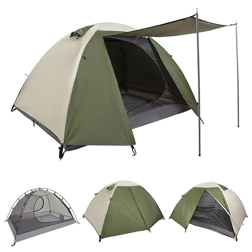2 Personen Wasserdichtes Campingzelt - Leichtes Doppelschichtiges Design mit Markisentür, Schneller Aufbau, Anti-Moskito-Netz, für Wandern, Angeln, Outdoor (Classic 3-Season Edition)