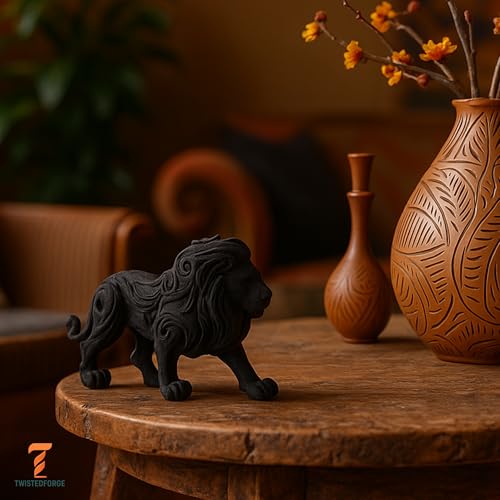 Estatua rústica de león tallado en madera para decoración miniatura 5