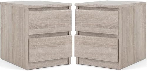 Home Square Juego contemporáneo de 2 piezas para dormitorio con 2 cajones espaciosos sin asas y mesitas de noche de madera en trufa