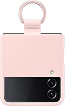 Funda de silicona para SAMSUNG Galaxy Z Flip 4 con anillo, funda protectora para teléfono con asa, acabado mate, estilo audaz, diseño de mano, versión EE. UU., Rosa