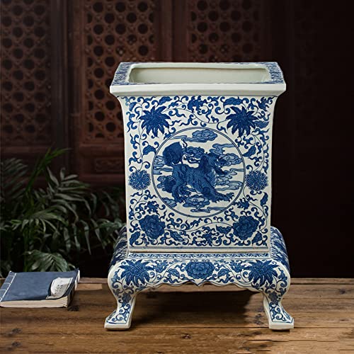 Macetas de cerámica Estilo Chinoiserie, macetas de cerámica Azul y Blanca para Plantas Decorativas de Interior para suculentas, Cactus, Hierbas, orquídeas o Plantas pequeñas con ba