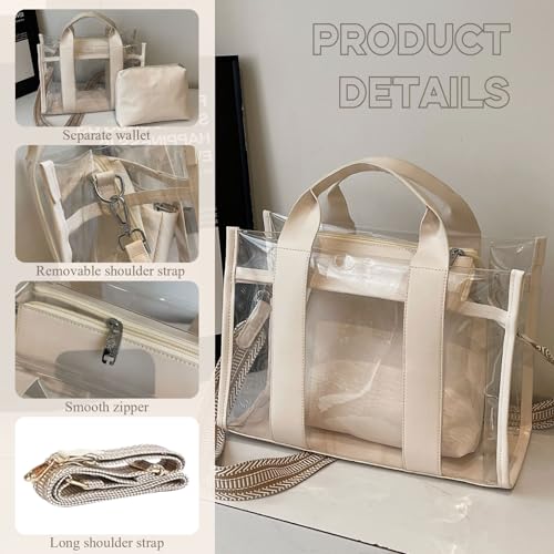 Bolso Tote transparente para mujer con correa ajustable miniatura 6
