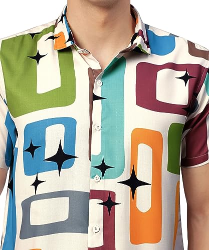 Image of Venisa Men's Cotton Blended Printed Casual Shirt
