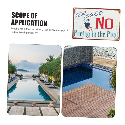 Miniatura 5 de Toddmomy Letrero De Piscina Para Exteriores De Hierro Diseño Único Y Divertido, Fácil Instalación Para Colgar En Borde De Piscina Al Aire Libre