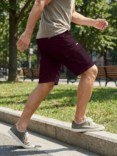 Image of JMIERR Mens Casual Cotton Twill Cargo Shorts Drawstring Classic Chino Stretch Short with 6 Pockets