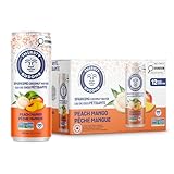 THIRSTY BUDDHA Sparkling Coconut Water with Peach Mango No Added Sugar, Pure Coco Drink, Natural Fruit Flavour, Electrolytes & Nutrients-Rich, 12 Pack, (12/330ml)