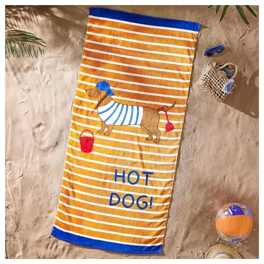 Catherine Lansfield Hot Dog Toalla de Playa, Algodón, 76 x 160 cm, Color Naranja