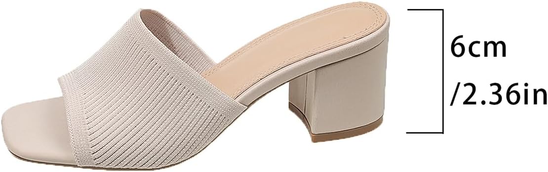 Women's Heeled Sandals Square Open Toe comfortable Heeled Mules Chunky Block Low Heel On Slides - Image 9