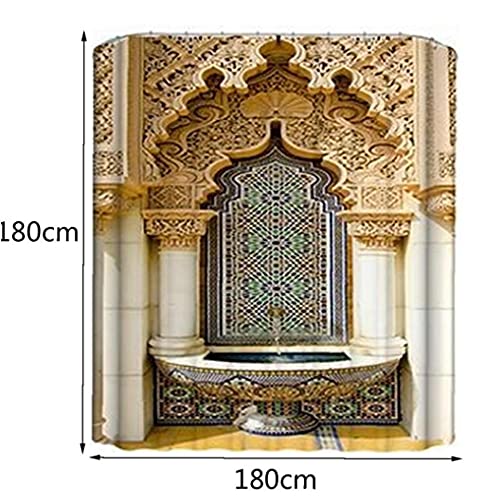 Cortina de ducha vintage de 4 piezas y alfombrilla de baño antideslizante retro 3