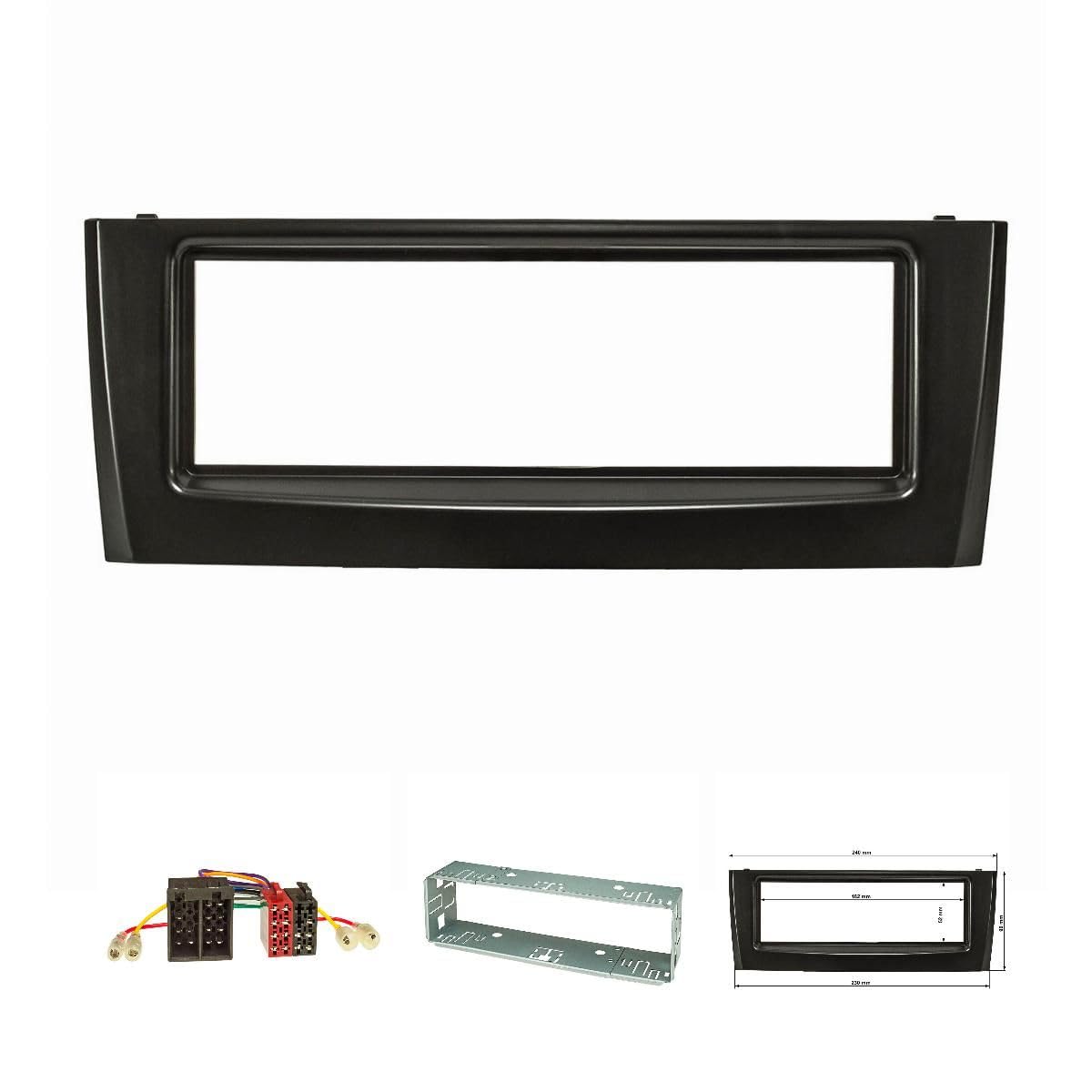 tomzz Audio 2414-019 Radioblende Set kompatibel mit FIAT Grande Punto Typ Bj.199 2005-2009 schwarz mit Radioadapter ISO Einbauschacht