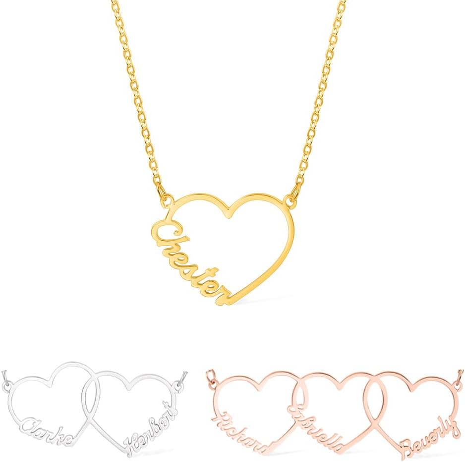 AILIN Personalized Heart Mom Necklace With 1-8 Names 925 Sterling Silver/Stainless Steel Custom Mother Daughter Necklace Family Jewelry Christmas Birthday Gifts For Women Grandma Granddaughter