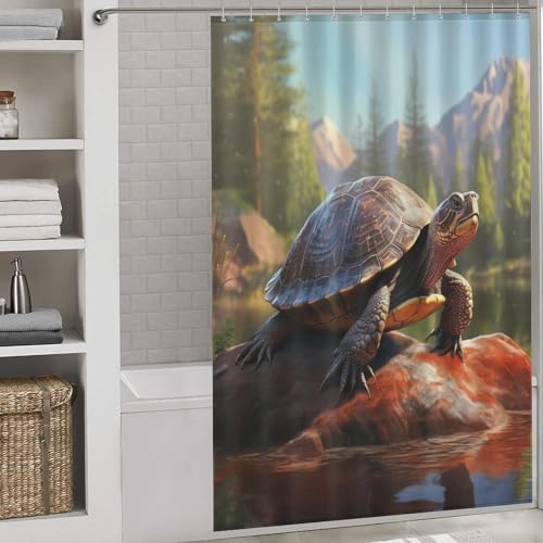 Rideau baignoire anti éclaboussure tortue de mer lavable en machine