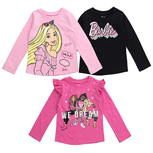 Barbie Toddler Girls 3 Pack T-Shirts Pink/Black 5T