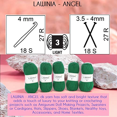 LAWINIA - Angel Premium Ultra Soft Double Knitting Wool 100g Balls x 5-280m 100% Acrylic Oeko-TEX Certified, Hypoallergenic & Vegan, Acrylic DK Wool for Knitting and Crochet Yarn Dk Knitting Yarn - Image 2