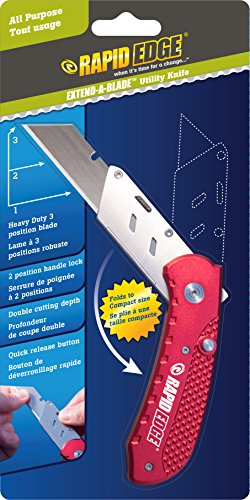 Rapid Edge Extend-A-Blade Utility Knife (Folding Razor Knife with Double Length Box Cutter Blade and 3 Sliding Blade Positions)