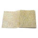 Cinta de Malla con Pedrería Plástica, 24 Filas, 4mm, Oro, 12cm Ancho, 1 Yarda - Decoración para Prendas, Accesorios de Costura, Manualidades DIY (24 filas de diamantes de malla de plástico dorado.)