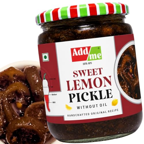 Image of Add me Khatta Meetha Sweet Lime Lemon Pickles Nimbu Ka Achar 600gm No Oil Homemade Recipe & Taste Glass Jar