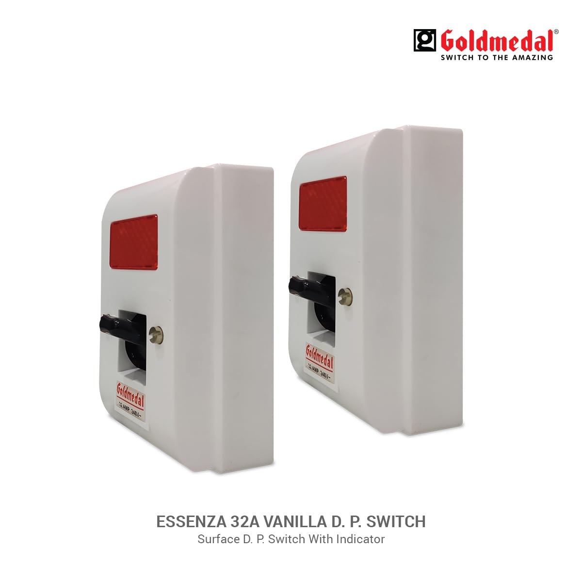 Goldmedal Essenza Surface D. P. Switch With Indicator - White (Pack of 1) 1