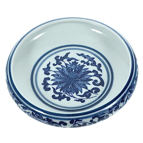 HOODANCOS Ceramic Brush Washer Water Brush Pen Professional Rinse Blue and White Porcelain Clean Tool Pigment Writing Ink Bowl Brush Calligraphy Traditional Brush Pen Washer Ceramics