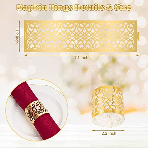 150Pcs Premium Napkin Rings Laser Cut Foil Paper Napkin Holder For Wedding Party Dinner Table Decor,Special Events And Catering Services (Gold) #TOP4