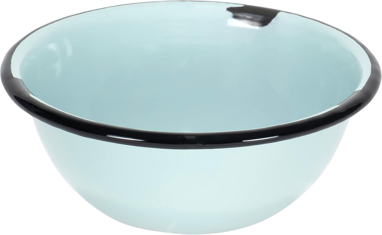 Red Co. Set of 4 Enamelware Metal Classic 20 oz Round Cereal Bowl, Distressed Aqua/Black Rim