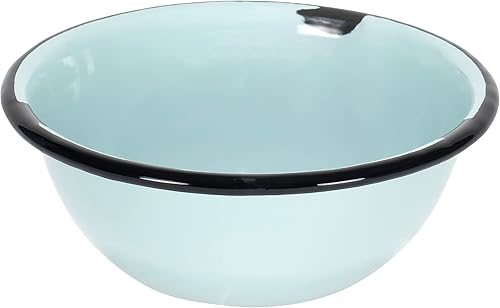 Miniatura 8 de Red Co. Juego de 4 cuencos redondos esmaltados de metal clásico de 20 onzas, color aguamarina envejecido/borde negro