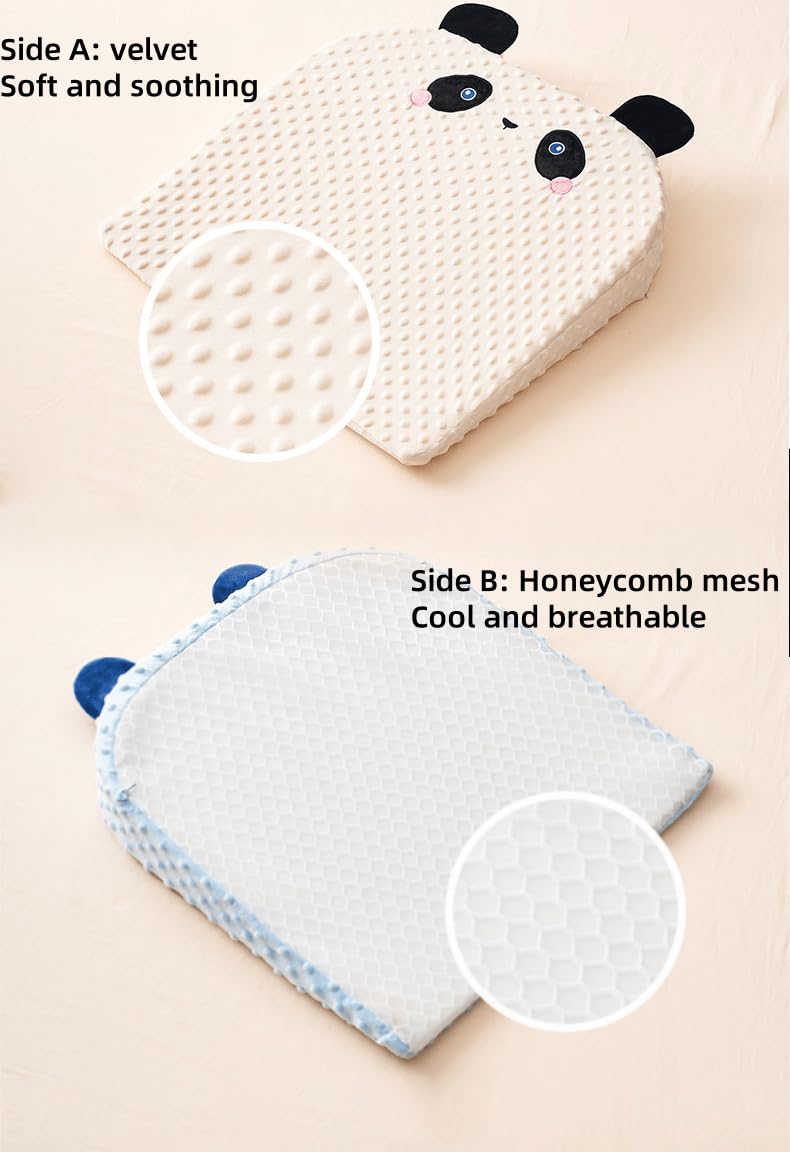 Coussin incliné pour bébé - Coussin Poire Double Face et Filet - Empêche Les régurgitations - Couchage sur Le Ventre, Chaise Longue pour Nouveau-né pour Dormir sur Le côté,F