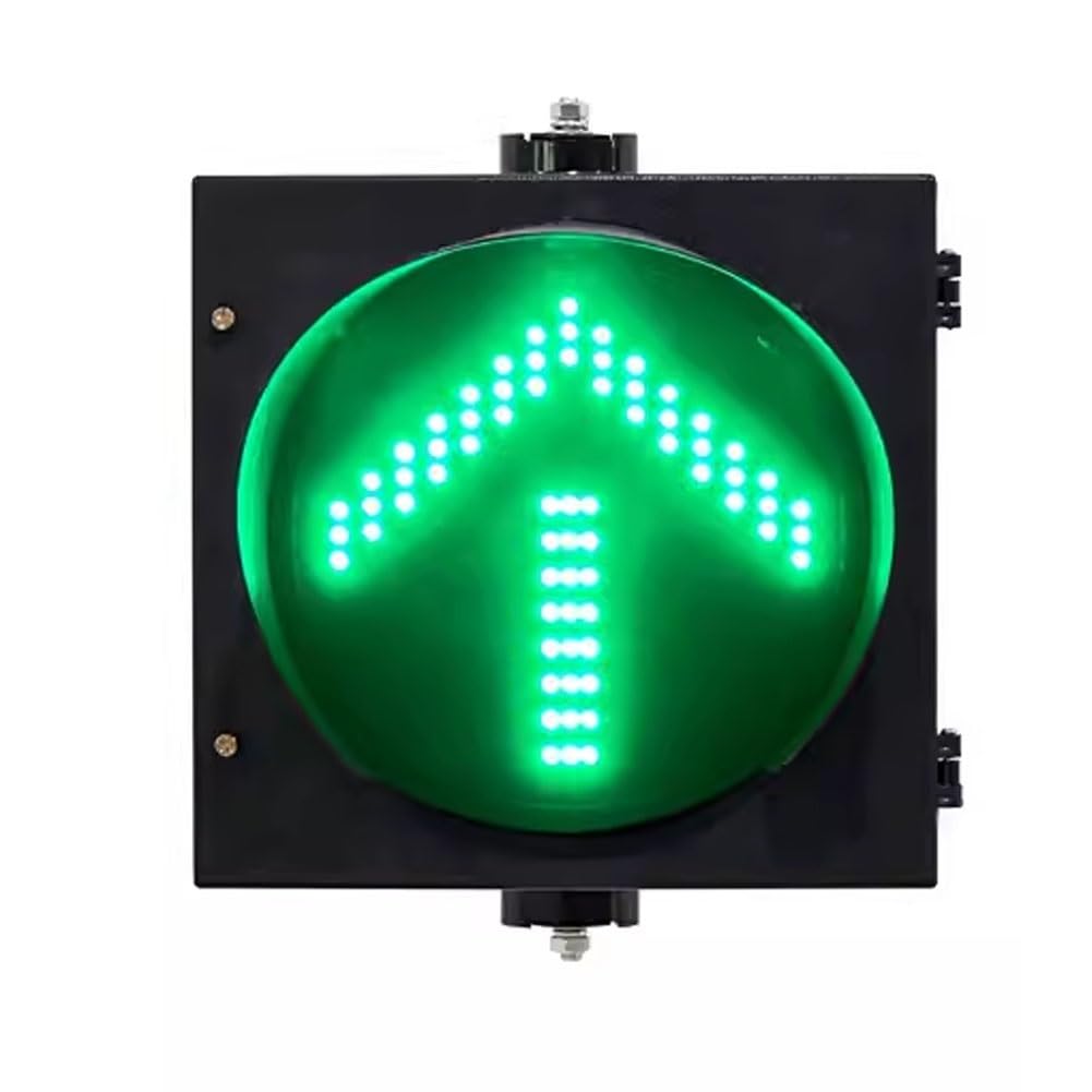 YushenFu 85-220V Outdoor LED Traffic Signal Lights With Sunshade, Red“X”/Green Arrow Style, Waterproof Traffic Indicator Light For Weighbridge, Gate, Road(Size:12Inch,Color:Green)