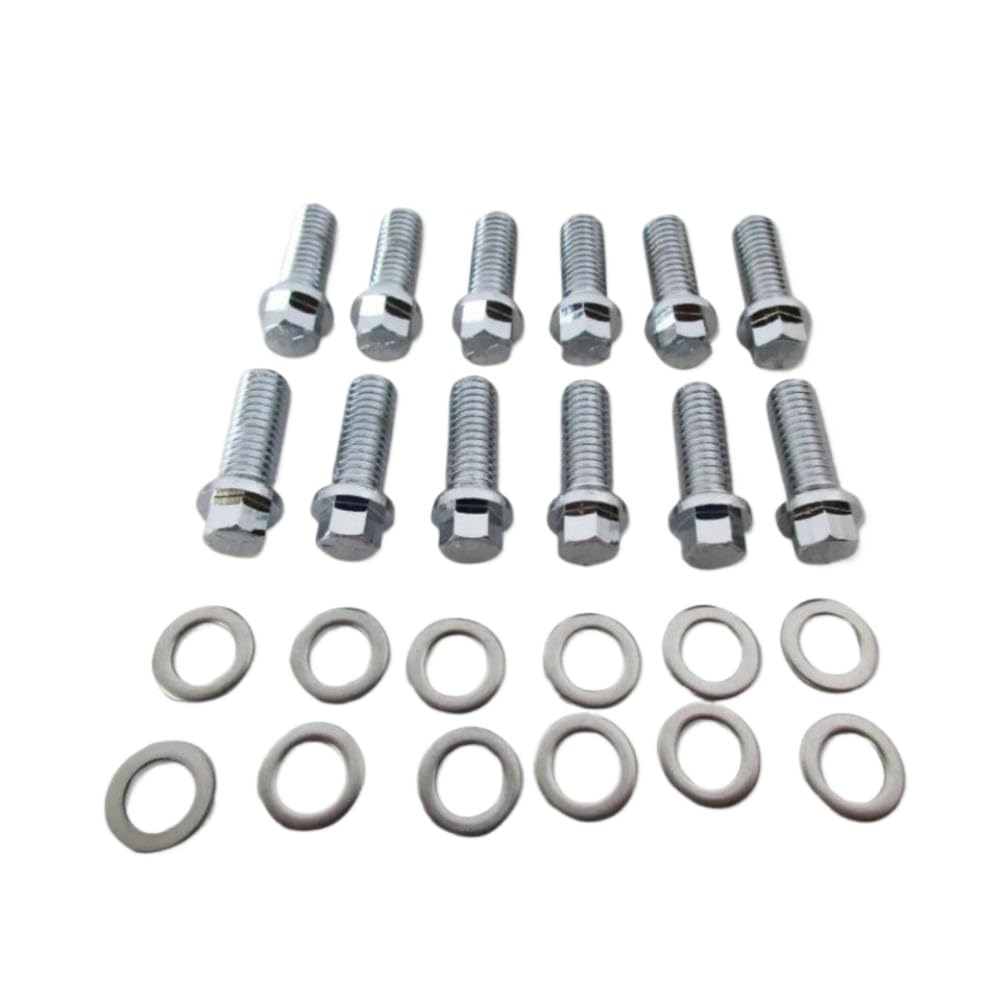 Metal Intake Manifold Bolt Kit 12pcs Compatible with Small Block 265 283 305 327 350 383 400 Engines Sliver