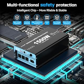 1500W Sump Pump Battery Backup System, Pure Sine Wave Inverter Charger with 25A Fast Charging, Auto Transfer Switch for Basement Flood Protection During Outages, LCD Remote, 12V Deep Cycle Compatible