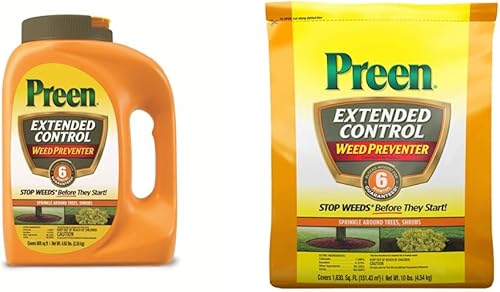 Preen Extended Control Weed Preventer - 4.93 lb. Bottle - Covers 805 sq. ft. & 2464221 Extended Control Weed Preventer, 10 lb. -Covers 1,630 sq. ft