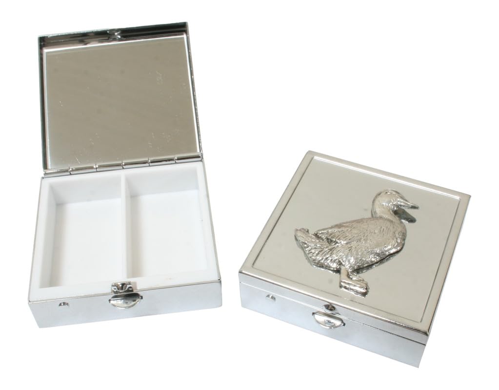 Pet Duck Pill Box Square Trinket Box 2 Compartments with Mirror Gift 717