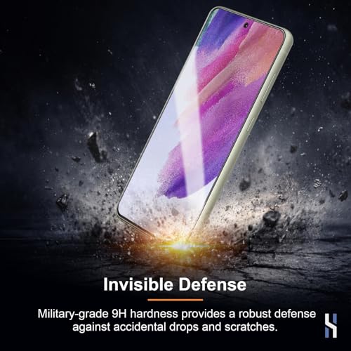 Image of Tempered Glass for Samsung Galaxy S21 Fe (6.4 Inch) Military Grade 9H Screen Guard, Anti-Scratch, Shatterproof, Edge-to-Edge Full Coverage - Black Border