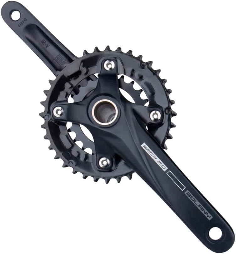 BOLANY Bike Cranksets 170mm Hollow Integrated 104BCD Double Speed Round Chainring 22/36T 24/38T MTB Crankset with Bottom Bracket