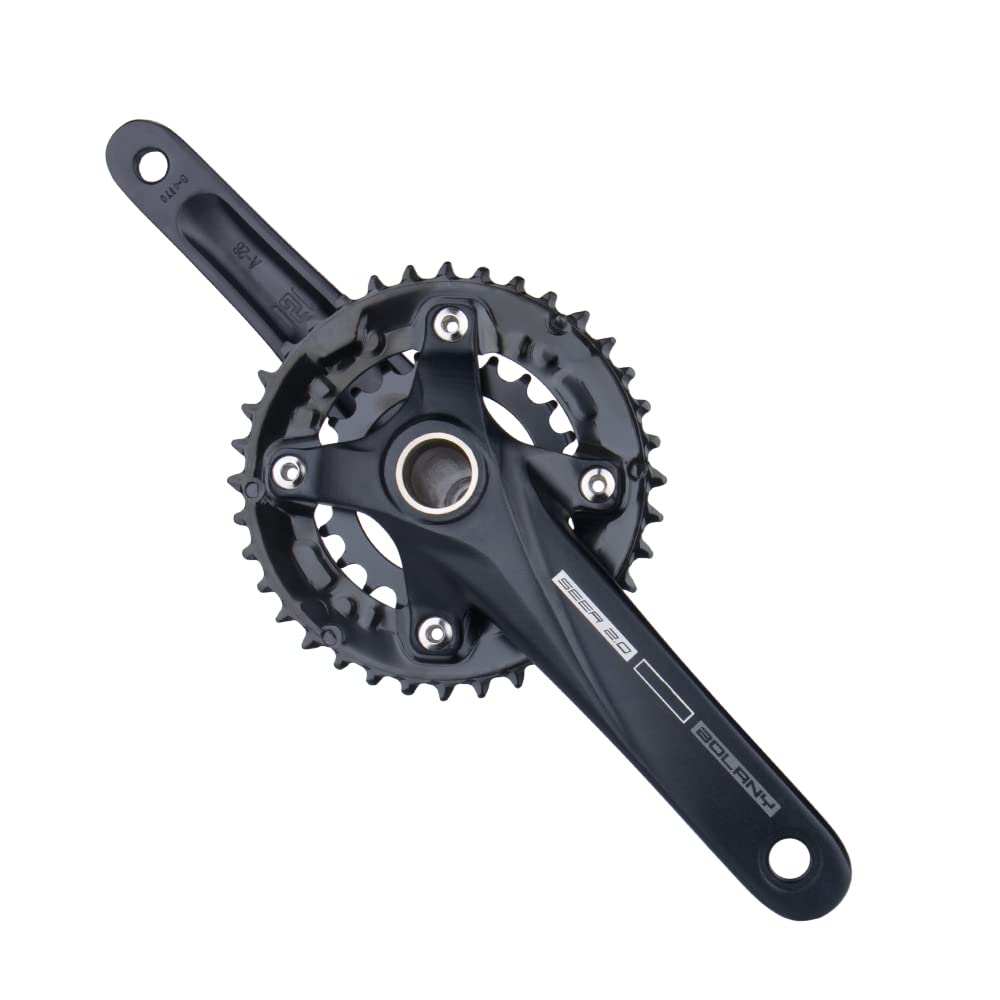 BOLANY Fahrrad Kurbelgarnitur 170mm kurbel 104BCD Hollowtech-Kurbelgarnitur 2 Fach Einzelspeed-Rundkettenblatt 22/36T 24/38T MTB Kurbelsatz mit Tretlager