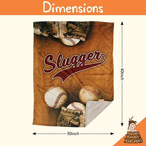 Image of Dear Baby Gear - Reversible Baby Blankets - Soft Nursery Blanket for Newborn - Toddler Blankey - Throw Blanket for Boys & Girls - Infant Blankets - 40x30 (Slugger Baseball Glove - Light Brown)