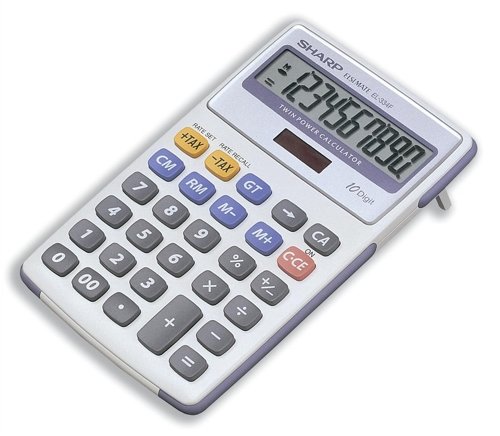 Sharp Calculator Tax Desktop Battery/Solar-power 10 Digit 105x150x15mm Ref EL334FB