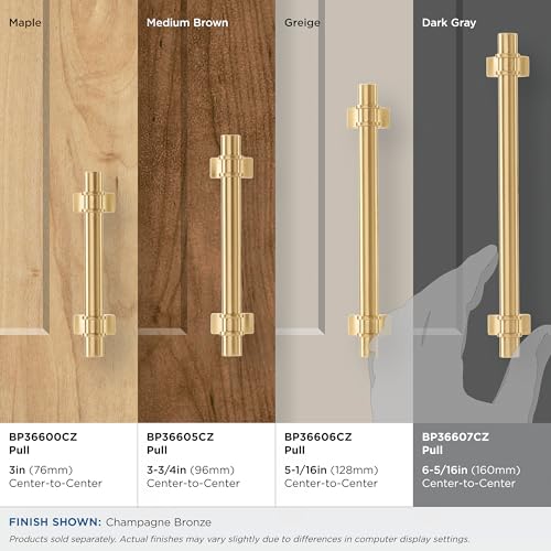 Image of Amerock | Cabinet Pull | Champagne Bronze | 6-5 /16 inch (160 mm) Center to Center | Davenport | 1 Pack | Drawer Pull | Drawer Handle | Cabinet Hardware