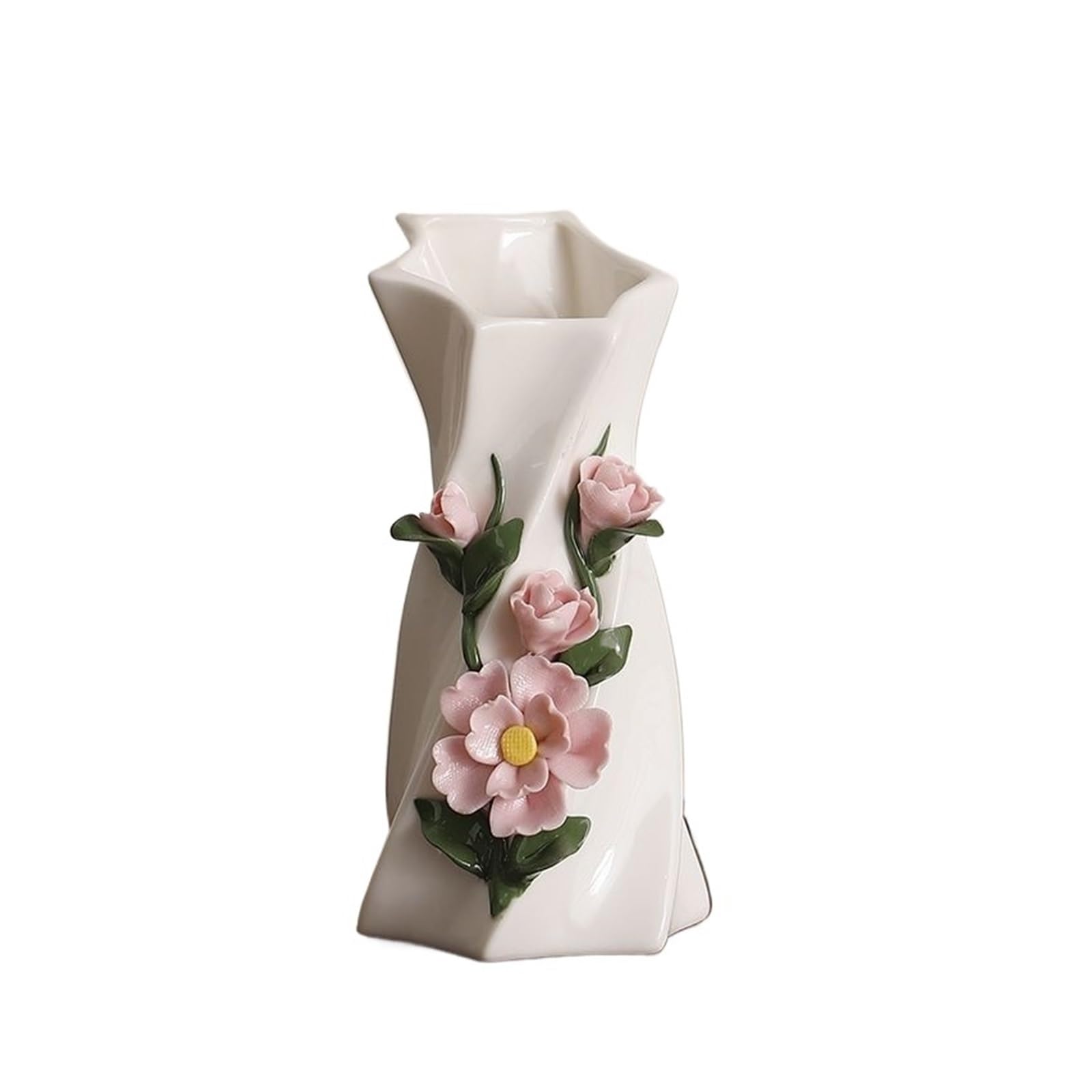 Mini Vase Creative 3D Three-dimensional Relief Floral Vase Handicraft Ornaments Home Hydroponic Decoration Modern(Coloe-02)