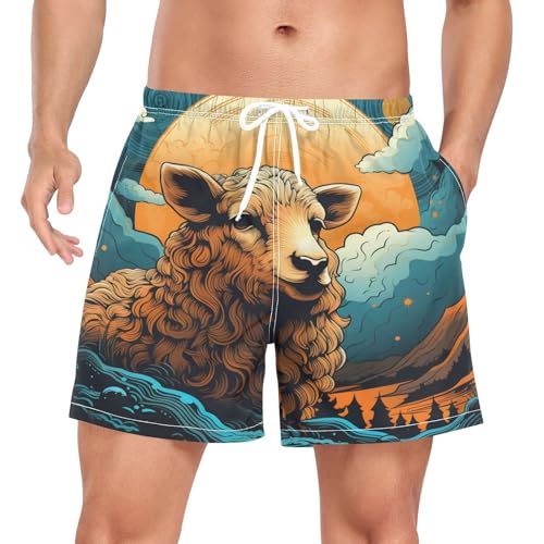 Short de plage pour vos vacances d'été avec motif amusant de mouton de lune