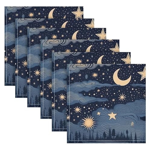 Servilletas de Tela Qilmy Estrellas y Luna Pack 6 miniatura 6